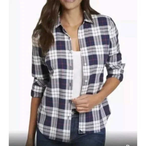 UNTUCKit Sorbo Shirt Women's 6 Cotton Button Up Blue White Red Plaid Regular Fit - Picture 4 of 16